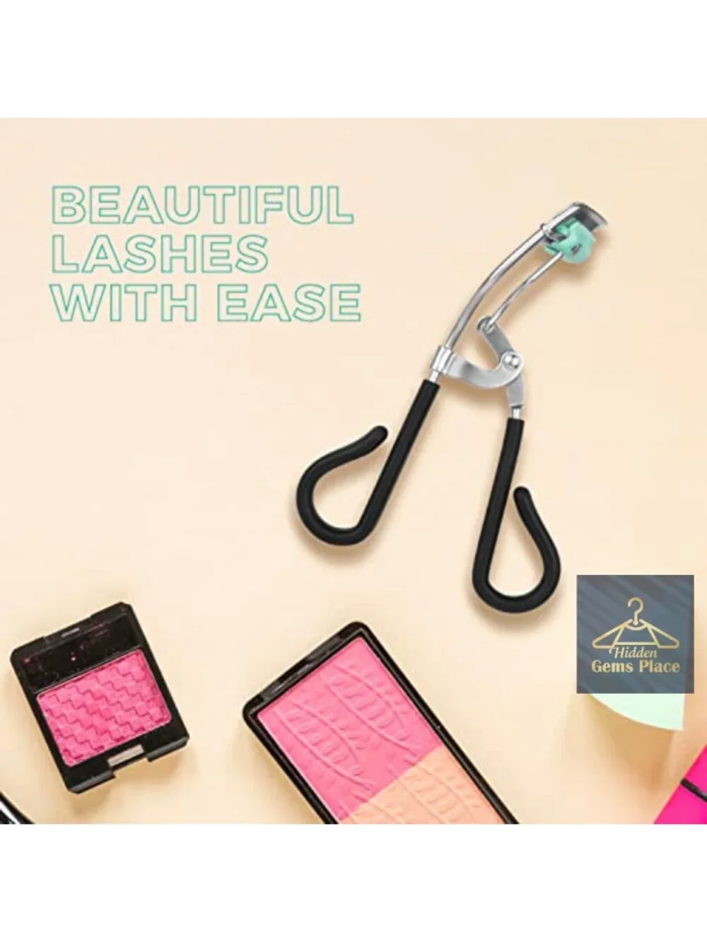 Eyelash Curler with Built-in Comb, Ergonomic Silicone Handle, 2 Extra Refills